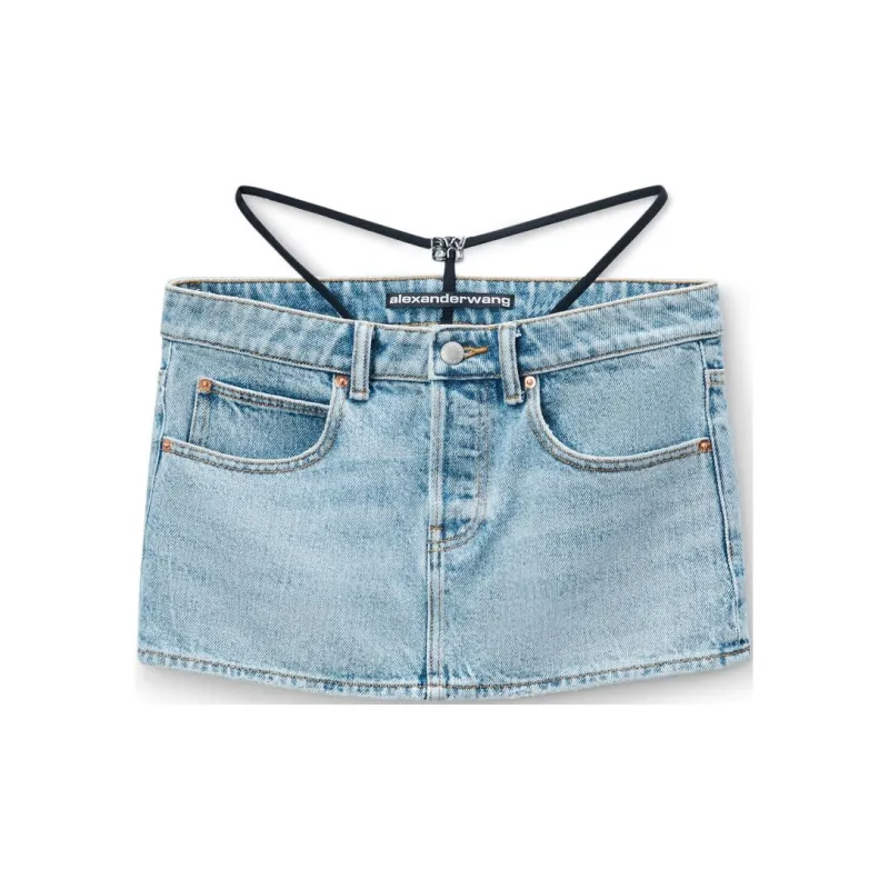Alexander Wang Thong Strap Denim Skirt-0