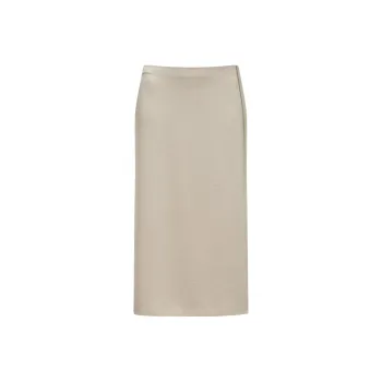 VINCE Zip-up Satin Midi Skirt