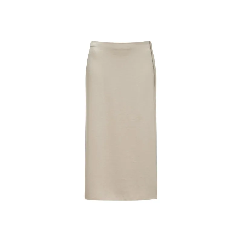 VINCE Zip-up Satin Midi Skirt-0