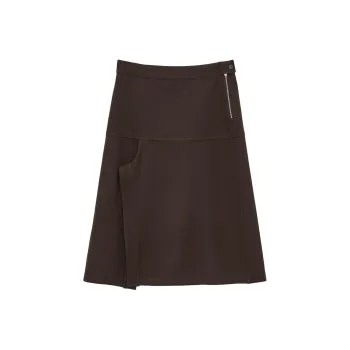 Lemaire Asymmetrical Wrapover Skirt 'Kobicha Brown'