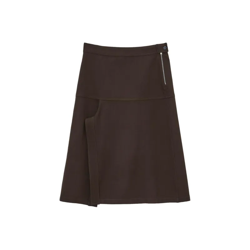 Lemaire Asymmetrical Wrapover Skirt 'Kobicha Brown'-0
