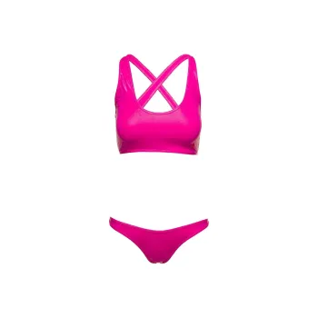 The Attico High Shine Crossover Strap Bikini Set