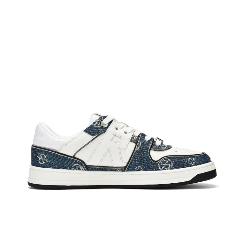 RARE RICH Collection Low-Top Skateboard Shoes Men's White Blue-1