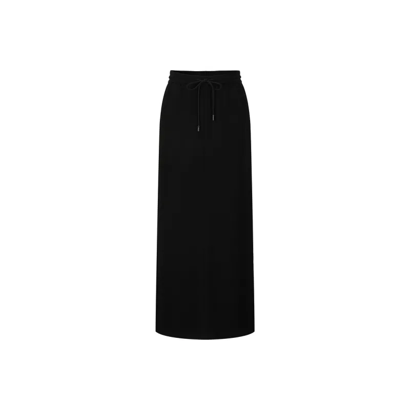 JZ. ANNAKRO Casual Long Skirts Women's Plain Black-0