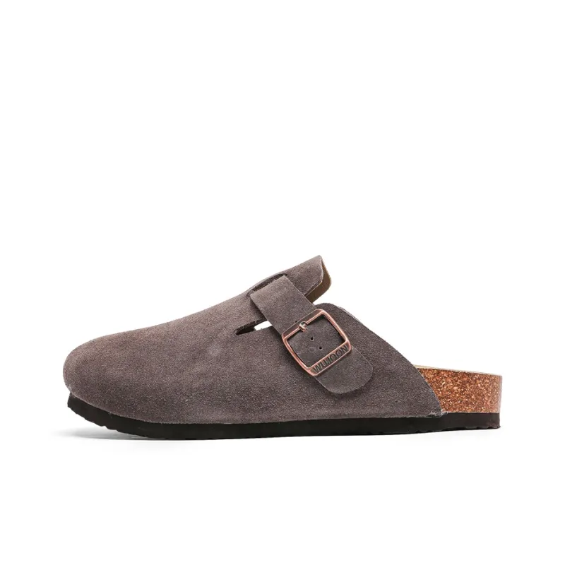 Chi Wolf Rubber Sole Stitching Leather Patchwork Slip Resistant Closed Toe Slippers Men's Yellow-30