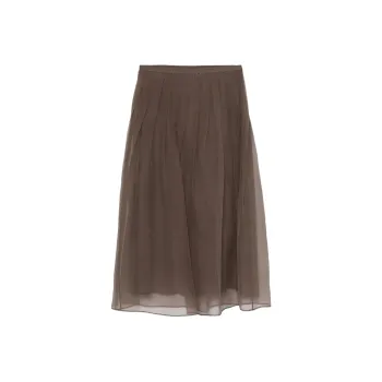 Brunello Cucinelli Pleated Tulle Midi Skirt