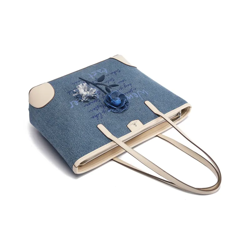 MISS GAIL Synthetic Leather Handbag, Shoulder Bag Tubas Women's Blue-4