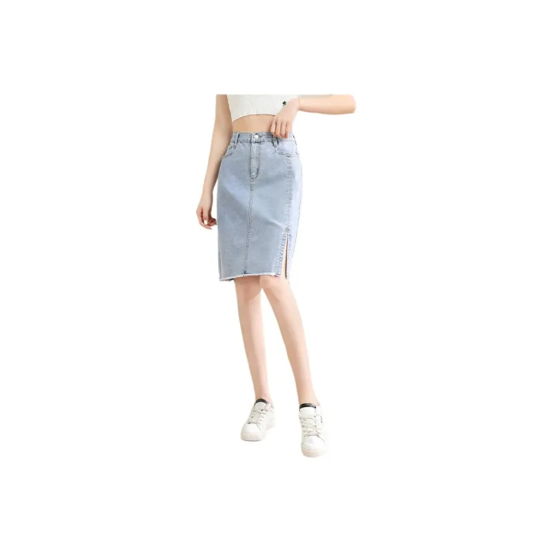 JEANSWEST Denim Short Skirts Women's Light Blue-0