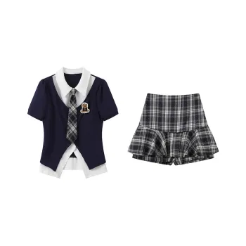 GULIANFEI Skirt Set Women's Navy Blue