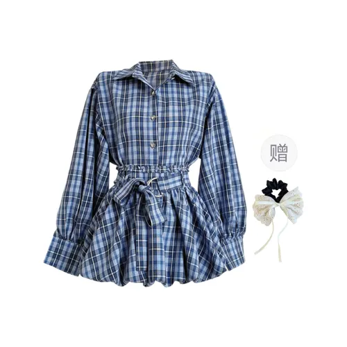 PAVEA Two Piece Skirt Sets Women's Blue Set+Hair Tie Comes With