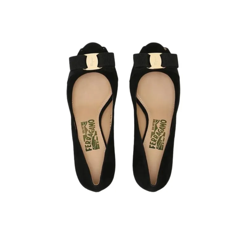 FERRAGAMO Wedge Heel High Heels Women's Black-4