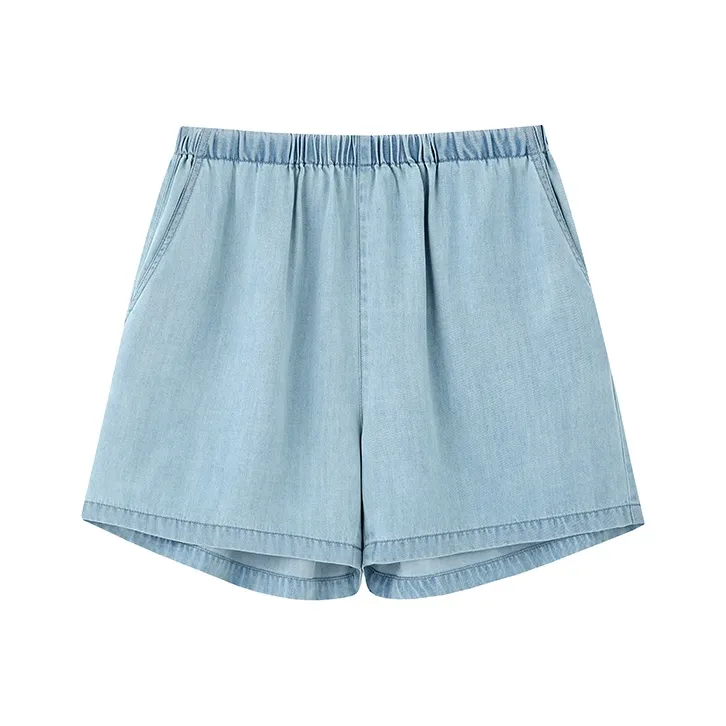 ZHOUMIAO Denim Shorts Women's Autumn Wave Blue-0