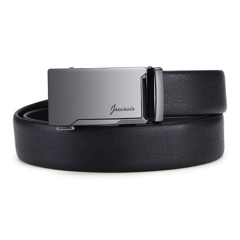 Jeccieziio Top Grain Cow Leather Belts Men's Gunmetal Width 3.5cm, Writing A Greeting Card, Printing Photos-2