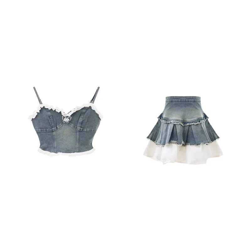 Blovelan Skirt Set Women's Smoke Blue-0