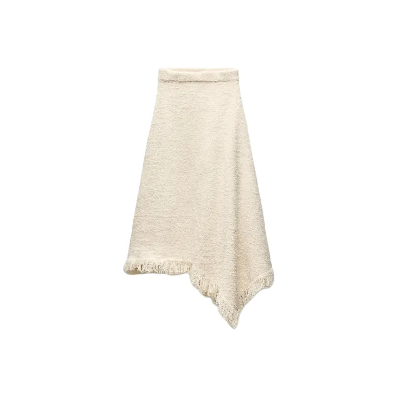 ZARA Casual Long Skirts Women's Raw White-0