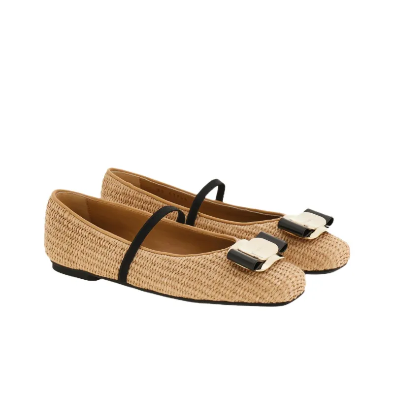 FERRAGAMO Vara Casual Single Shoes Women's Beige-2