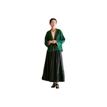 JIXIANGYUER Casual Long Skirt Women's Black Transparent Green
