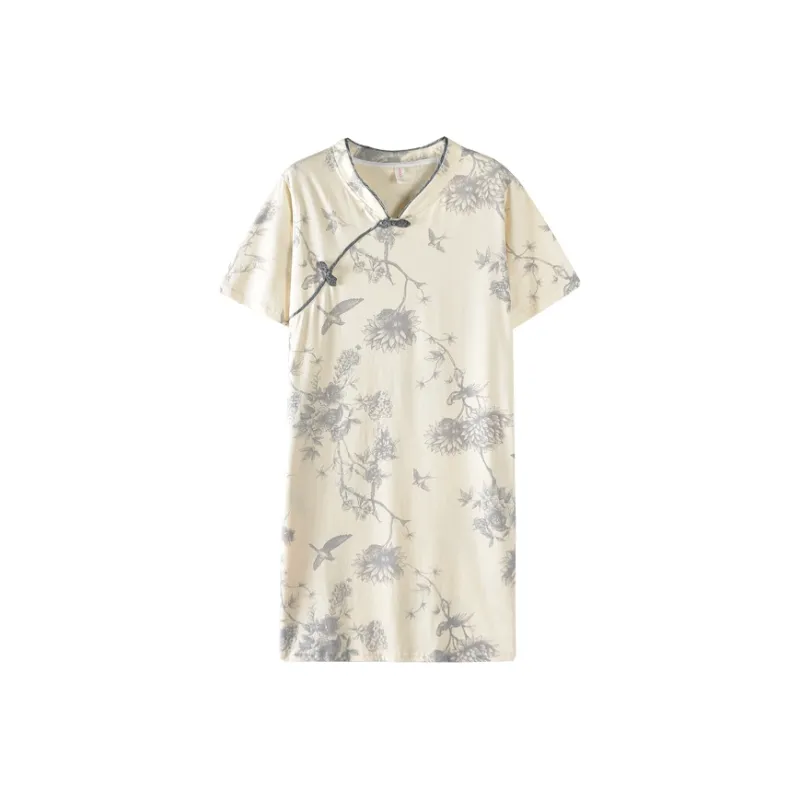 Lan Miao Cheongsam Women's Light Gray With Accent-0