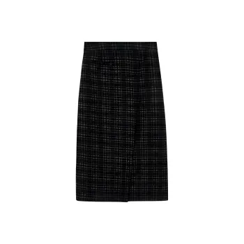 Omont Casual Long Skirt Women's Black Plaid