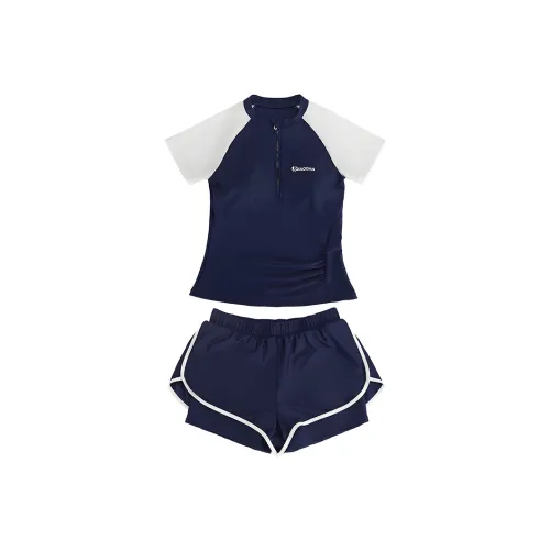 QIAODAN Two Piece Swimsuit Women's Two Piece Set Navy Blue