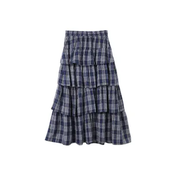 SETIROM Casual Long Skirt Women's Plaid