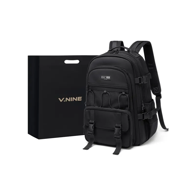 V.NINE Fabric Backpack Unisex Obsidian Black/Taro Purple/Ecru-6