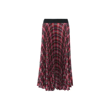 BESIONIA SS25 Casual Long Skirts Women's Red Plaid Pattern