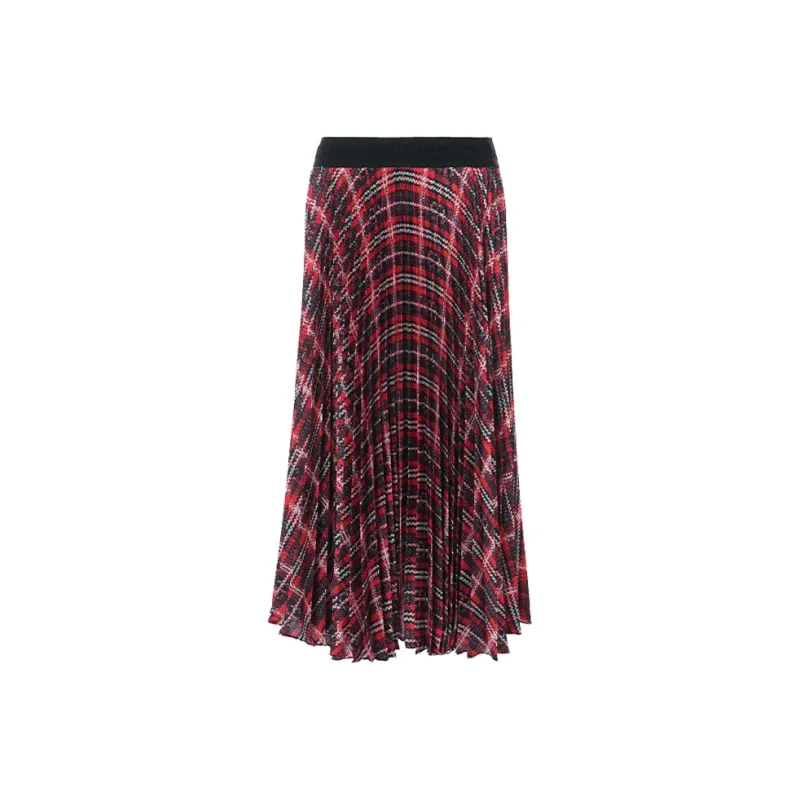 BESIONIA SS25 Casual Long Skirts Women's Red Plaid Pattern-0