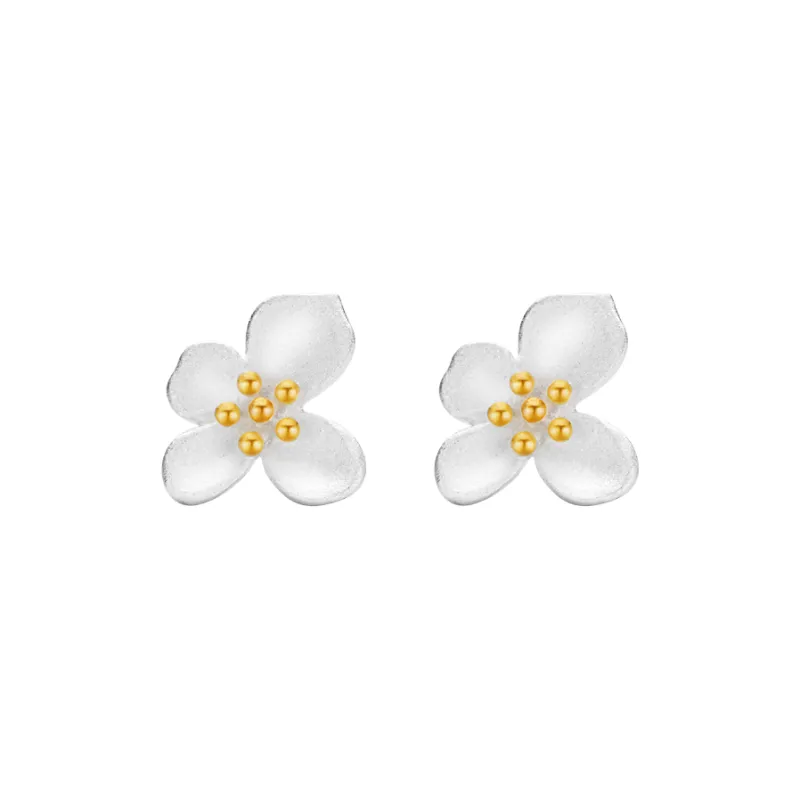 Zhenhui Silver S999 Fine Silver Stud Earrings Women's-0