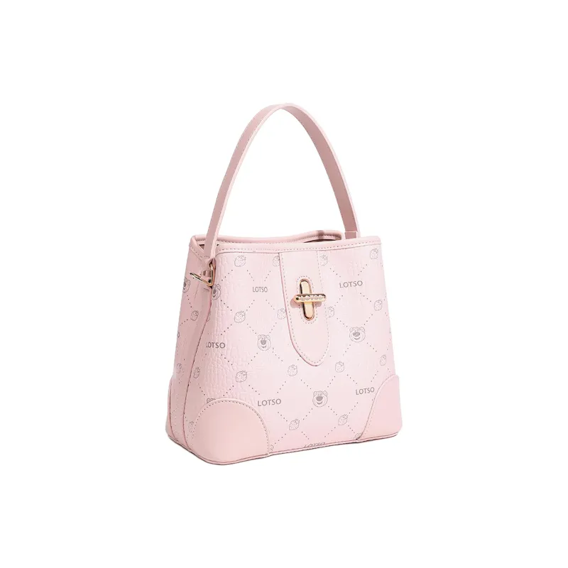 Disney Strawberry Bear Series PVC Bucket Bag Handbag Women's Strawberry Pink/Cream White-2