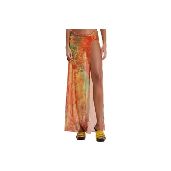 Jaded London Mari Asymmetric Maxi Skirt With Rattan Trim Shawl Women's Multi/Multicolor