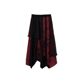 SETIROM Casual Long Skirt Women's Dark Red