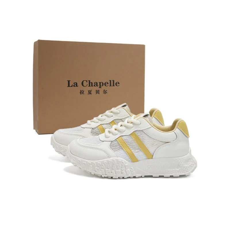 La Chapelle Slip Resistant, Abrasion Resistant, Breathable, Lightweight Low Top Casual Shoes Women's White Yellow-2