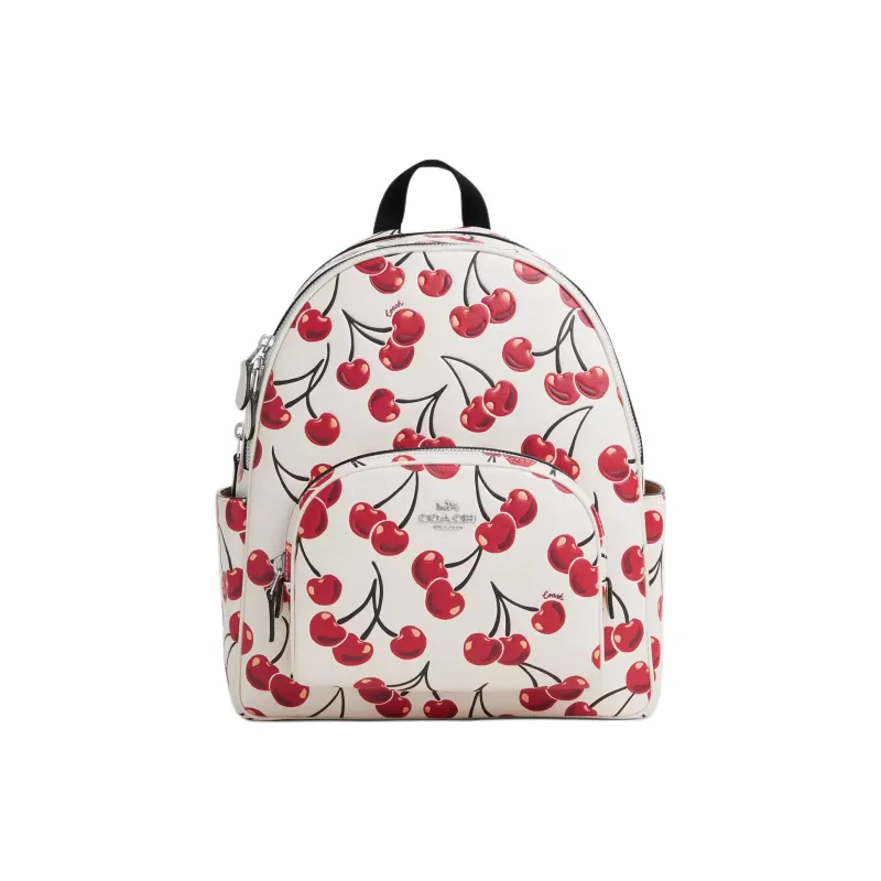 COACH Court Exquisite Pebbled Leather Backpack Tubas Women's White-0