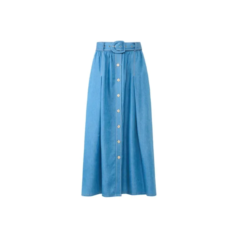 Diane Von Furstenberg SS25 Casual Long Skirt Women's Light Blue-0