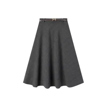 EICHITOO Casual Long Skirts Women's Dark Gray Plaid