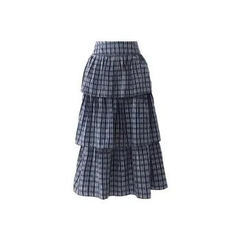 ZXZA Casual Long Skirts Women's Blue Skirts