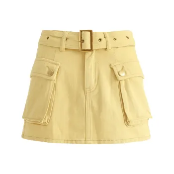 OROI Denim Short Skirts Women's Bright Yellow