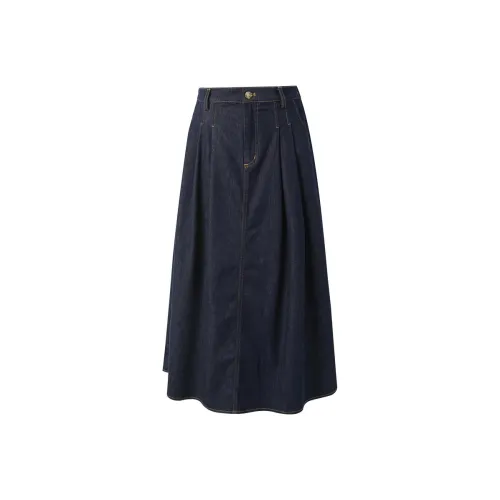 3COLOUR Casual Long Skirts Women's Deep Sea Blue