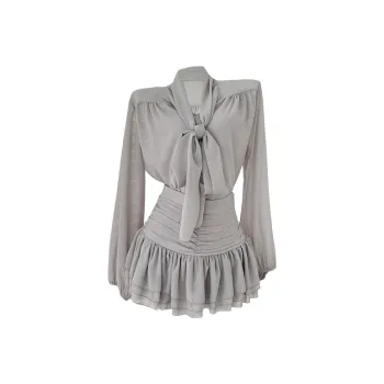 Icicofficial Skirt Set Women's Light Gray