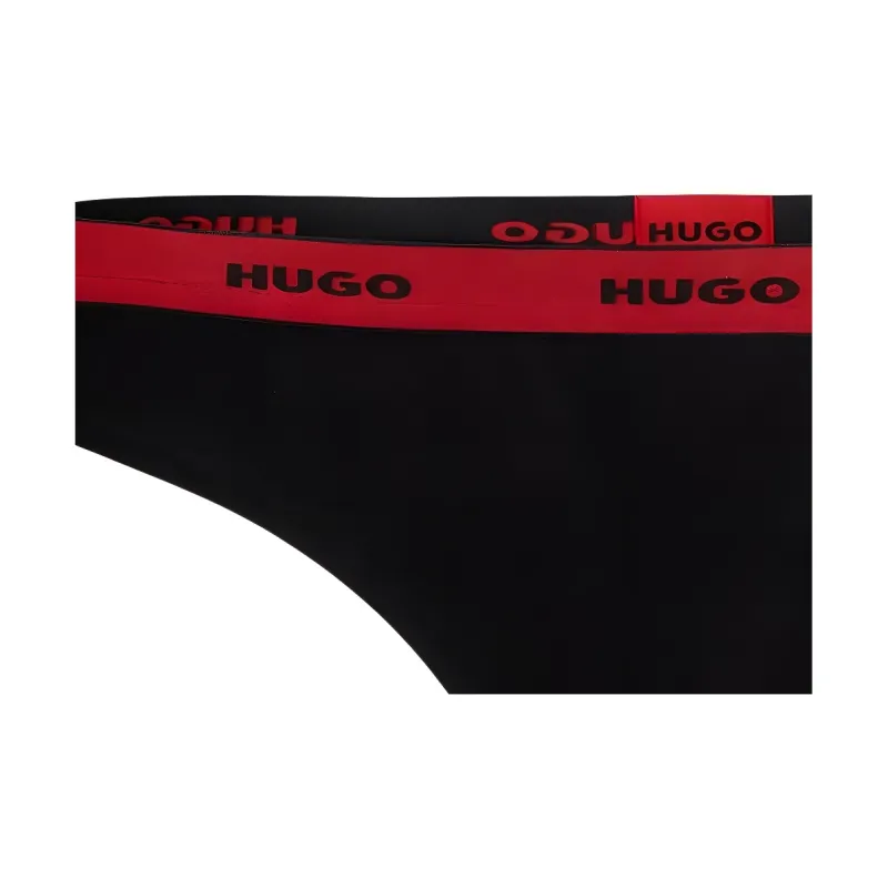 HUGO BOSS Stretch-Cotton String Briefs With Logo Waistband Underpants Women's Black-2