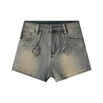 Water Embraces The Galaxy. Denim Shorts Women's Washable Vintage