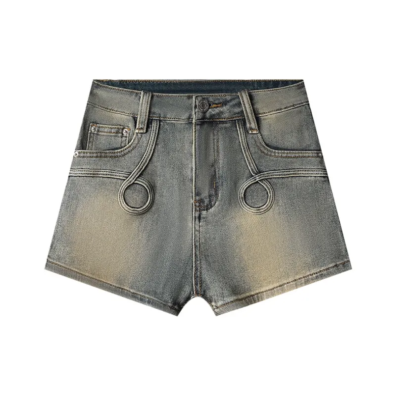 Water Embraces The Galaxy. Denim Shorts Women's Washed Vintage-0
