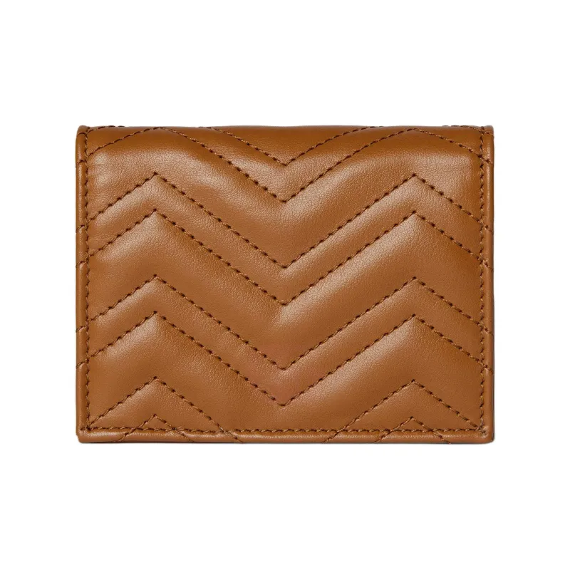 GUCCI GG Marmont Leather Wallet Mini Women's Brown-2