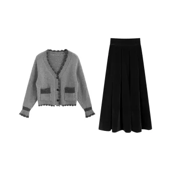 ETSE Skirt Set Women's Black Gray Color