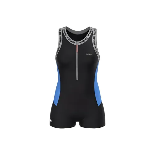 TOSWIM One-piece Swimsuit Women's Gray Blue Letter Box Style