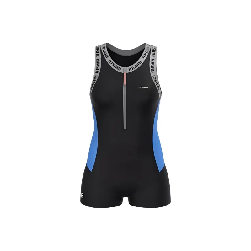 TOSWIM One piece Swimsuit Women's Gray Blue Letter Box Style-0