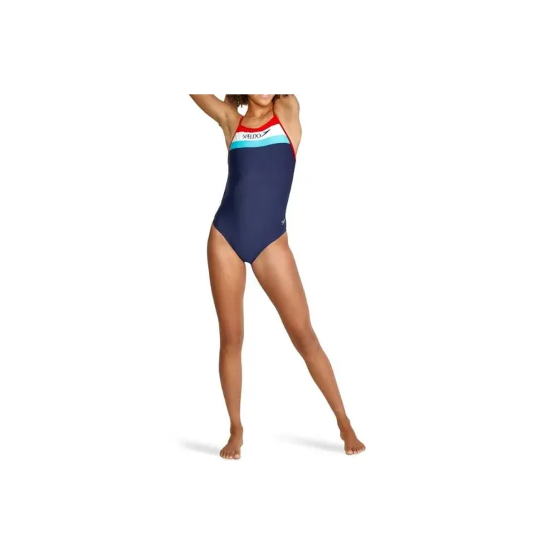 Speedo Women's Vintage Splice One Back One Piece Purple One piece Swimsuit Women's-6