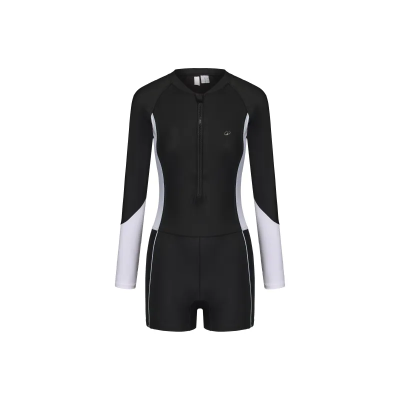 DECATHLON One piece Swimsuit Women's Smoky Black/Snow-0