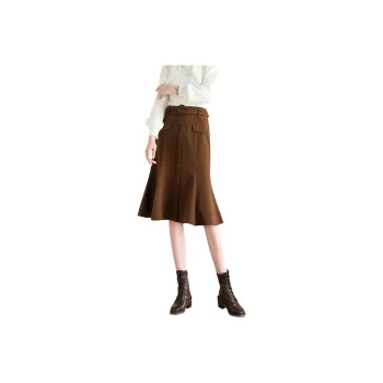 Weixi Casual Long Skirts Women's Dark Brown